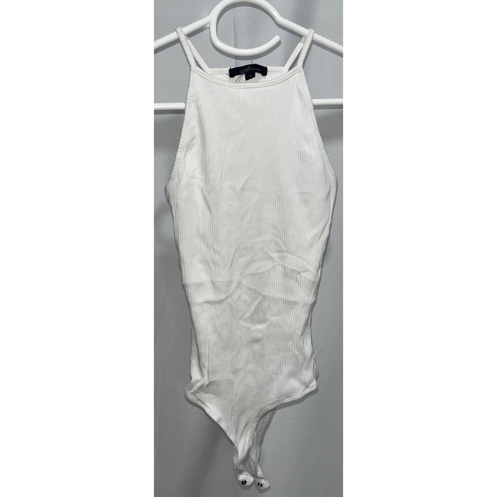Ambiance Ribbed Bodysuit White Y2K Sleeveless Tank Top Casual Summer Small